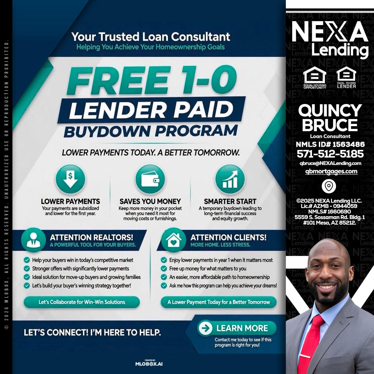 FREE 1-0 - Quincy Bruce -Loan Consultant