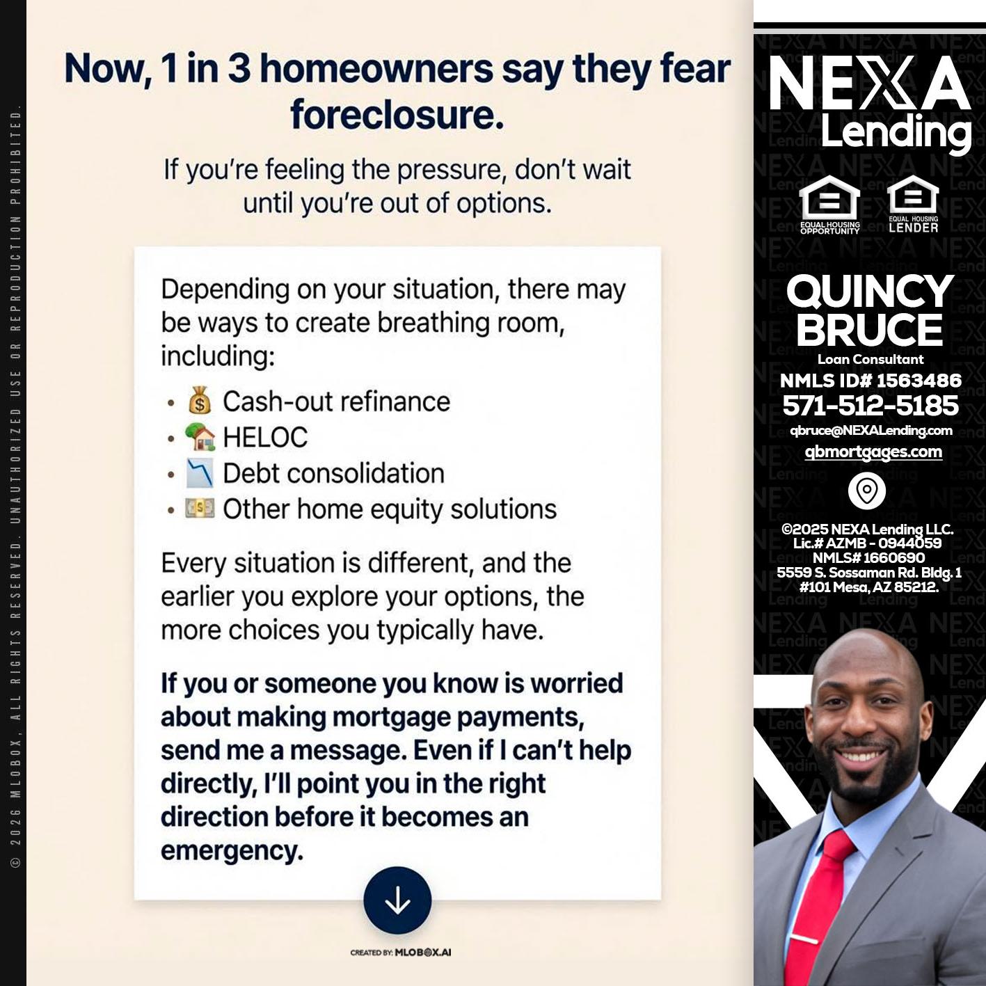 NOW, 1 IN 3 - Quincy Bruce -Loan Consultant
